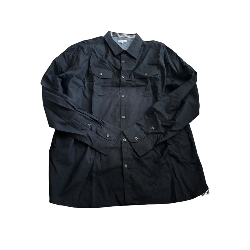 Marc Ecko Cut Sew Shirt XL Black Long Sleeve Utility Gingham Trim Streetwear
